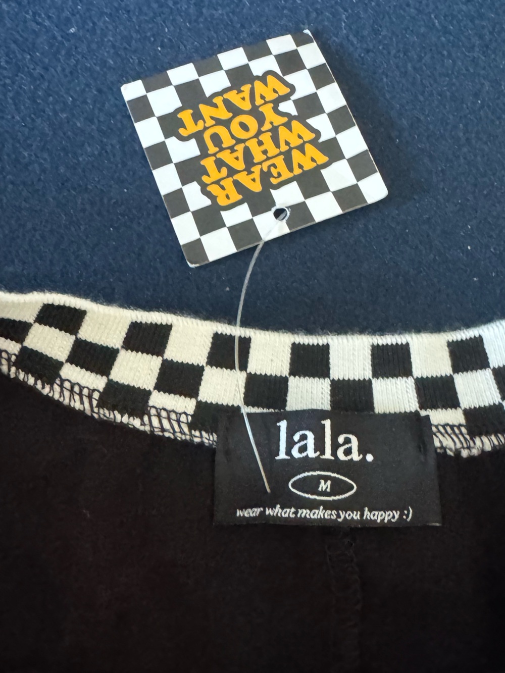 Dresses in LALA Black Tshirt dress with Checkerboard Trim-so cute comfy & cool! - Picture 3 of 11